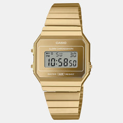 Vintage Unisex Quartz Gold Dial Digital Stainless Steel Watch D347