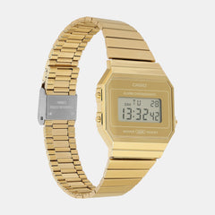 Vintage Unisex Quartz Gold Dial Digital Stainless Steel Watch D347