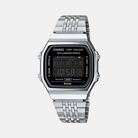 Vintage Unisex Quartz Black Dial Digital Stainless Steel Watch D366