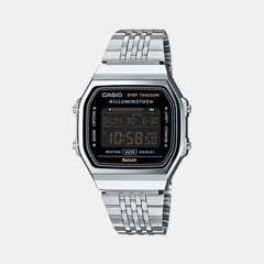 Vintage Unisex Quartz Black Dial Digital Stainless Steel Watch D366