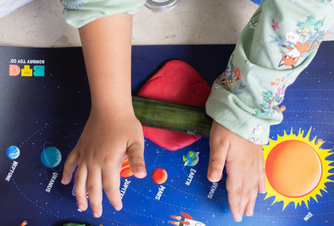Wooden Solar System Toy | Space Explorer with Space Mat