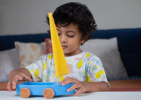 Wooden Blue Boat Toy