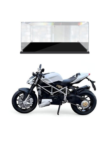 White - Ducati Streetfighter Diecast Bike - Premium Scale Model for Collectors with Acrylic Display Case.
