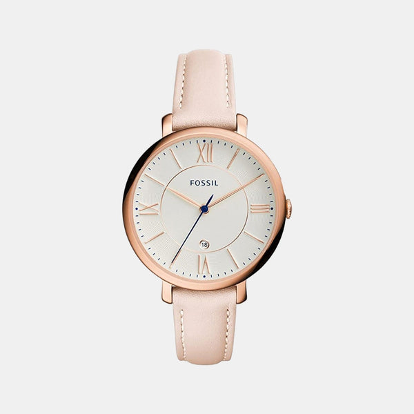 Jacqueline Women Quartz White Dial Analog Leather Watch ES3988