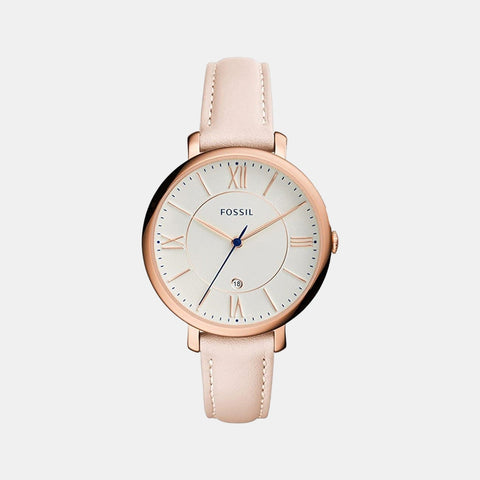 Jacqueline Women Quartz White Dial Analog Leather Watch ES3988