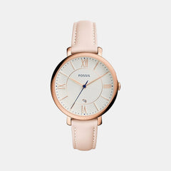 Jacqueline Women Quartz White Dial Analog Leather Watch ES3988