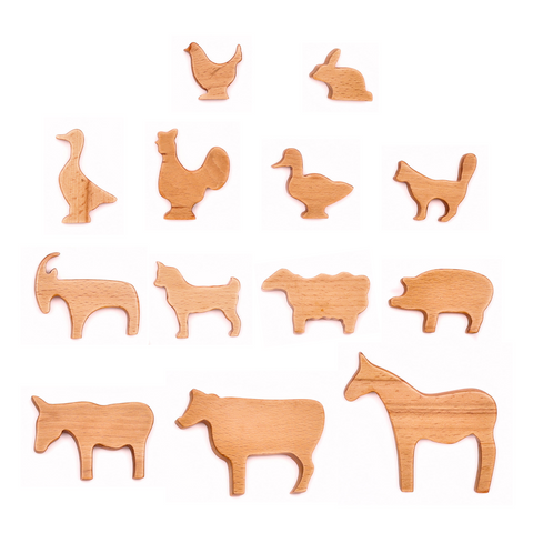 Wooden Farm Animals Set of 13