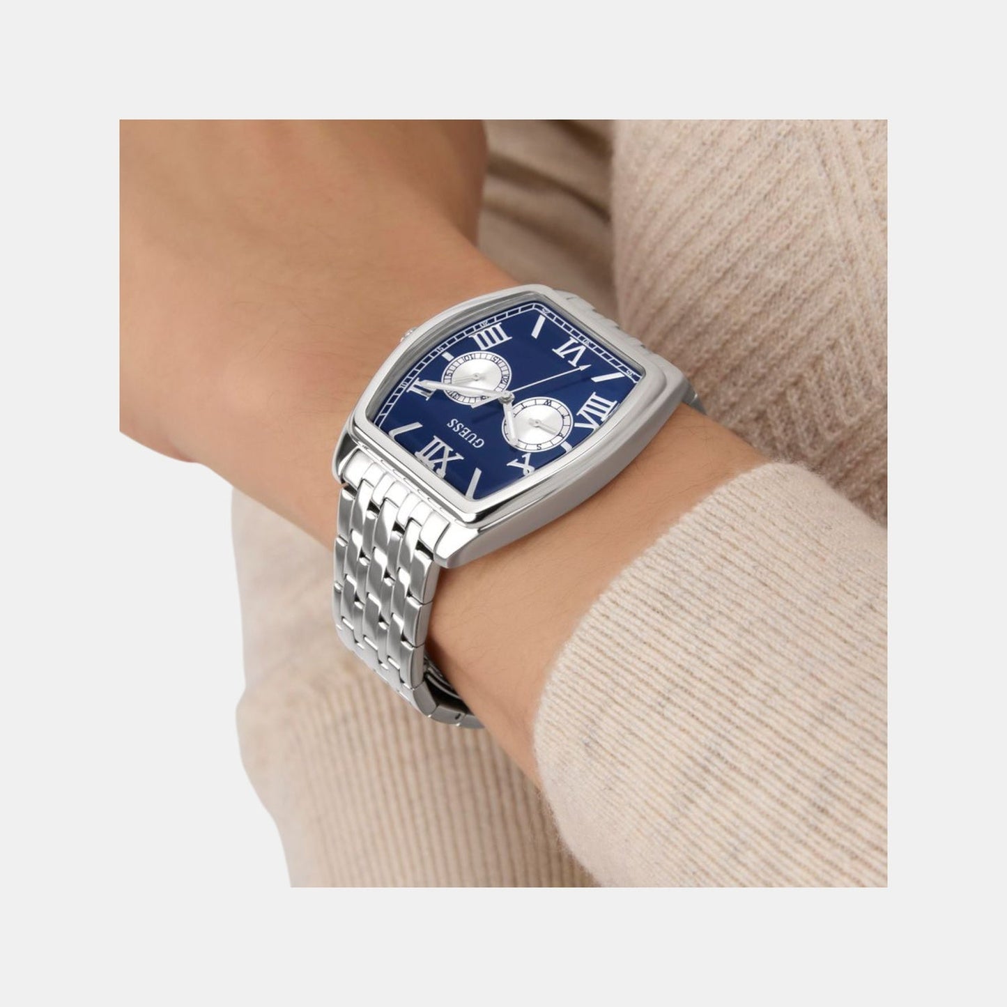 Dress Men Quartz Blue Dial Multi-Function Recycled Steel Watch GW0975G1