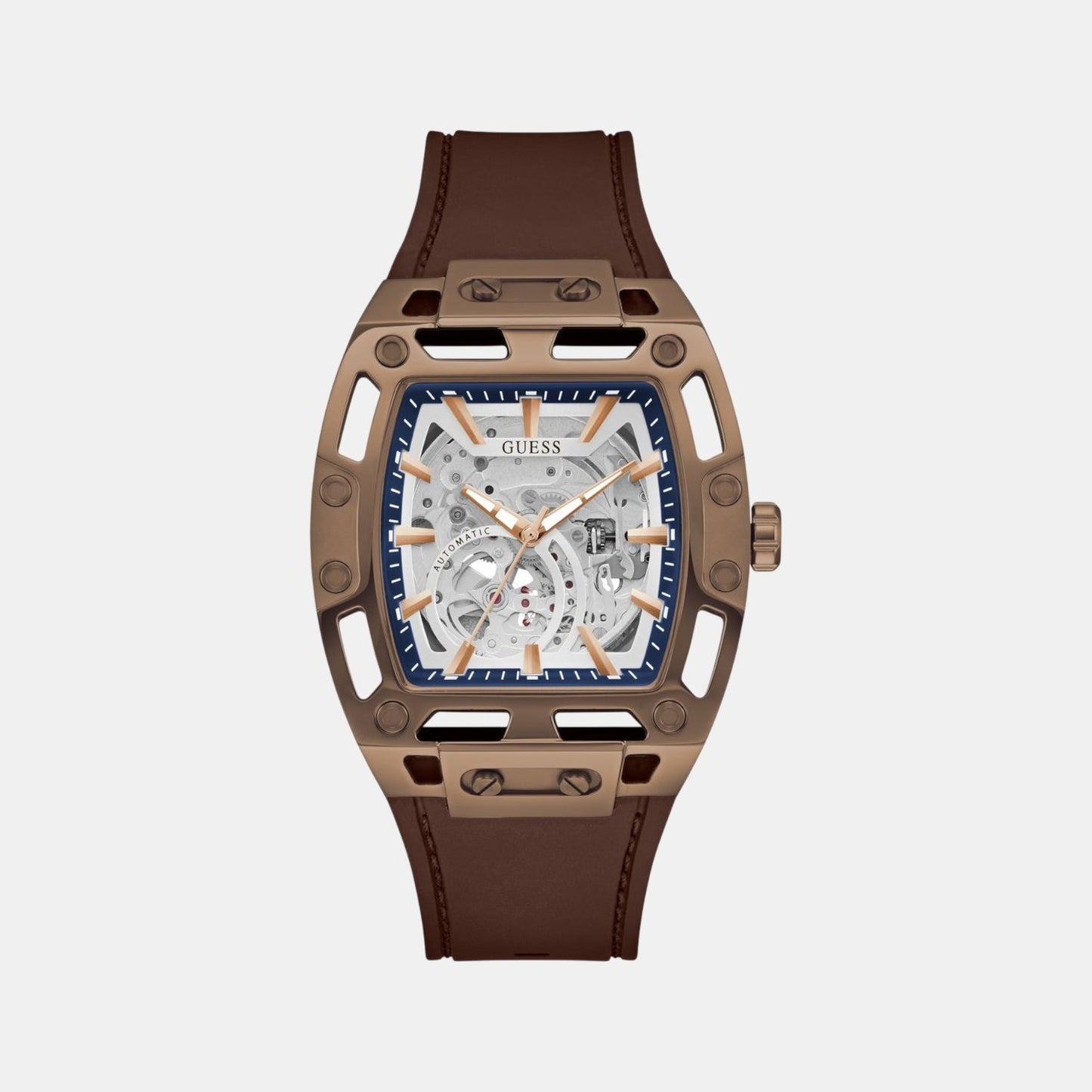 Dress Men Automatic Silver Dial Analog Silicone Watch GW0980G3