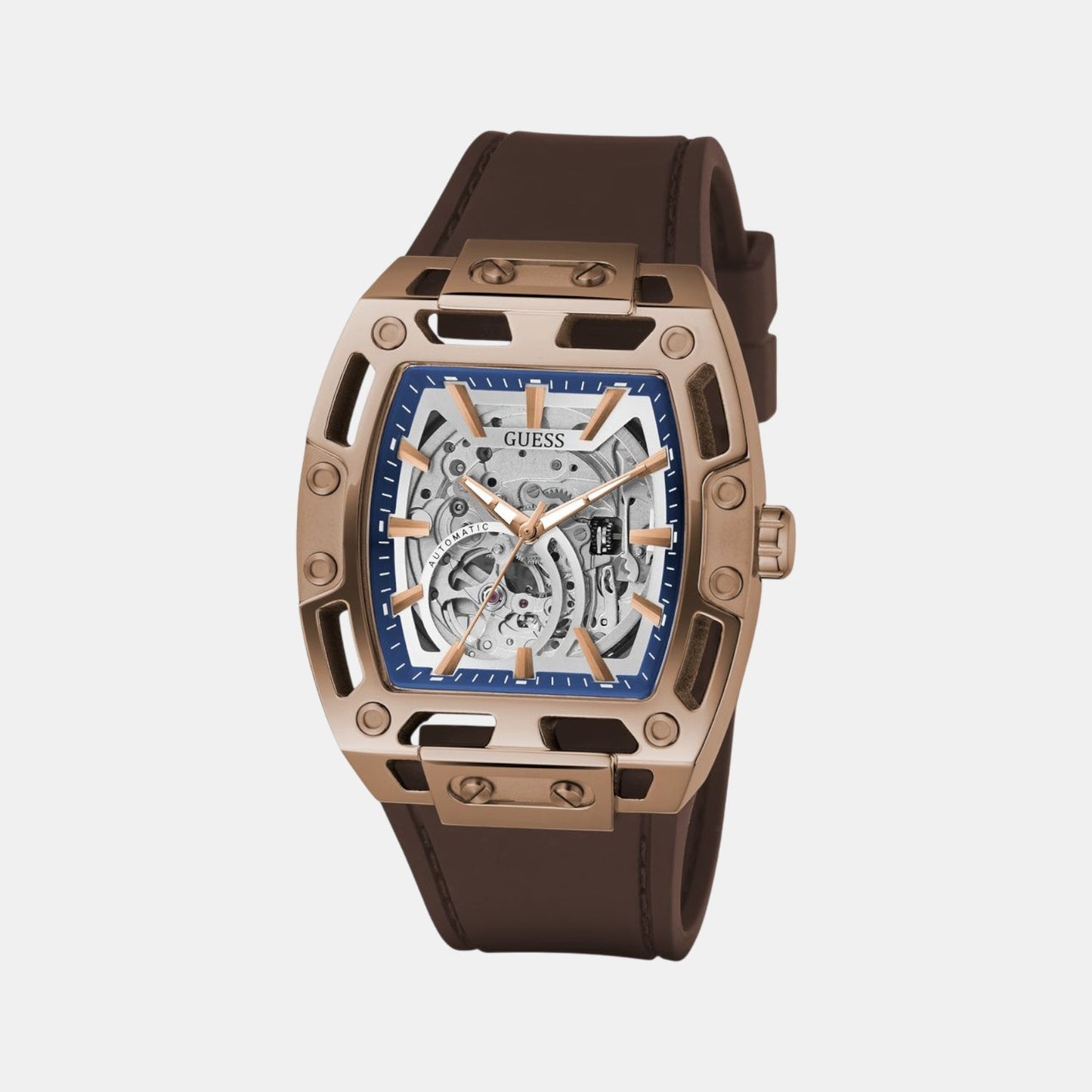 Dress Men Automatic Silver Dial Analog Silicone Watch GW0980G3