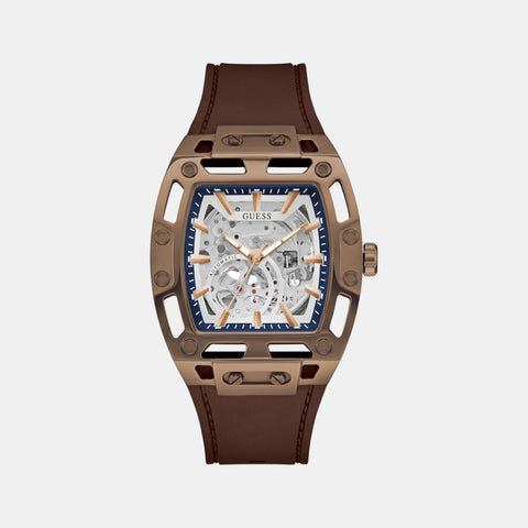 Dress Men Automatic Silver Dial Analog Silicone Watch GW0980G3