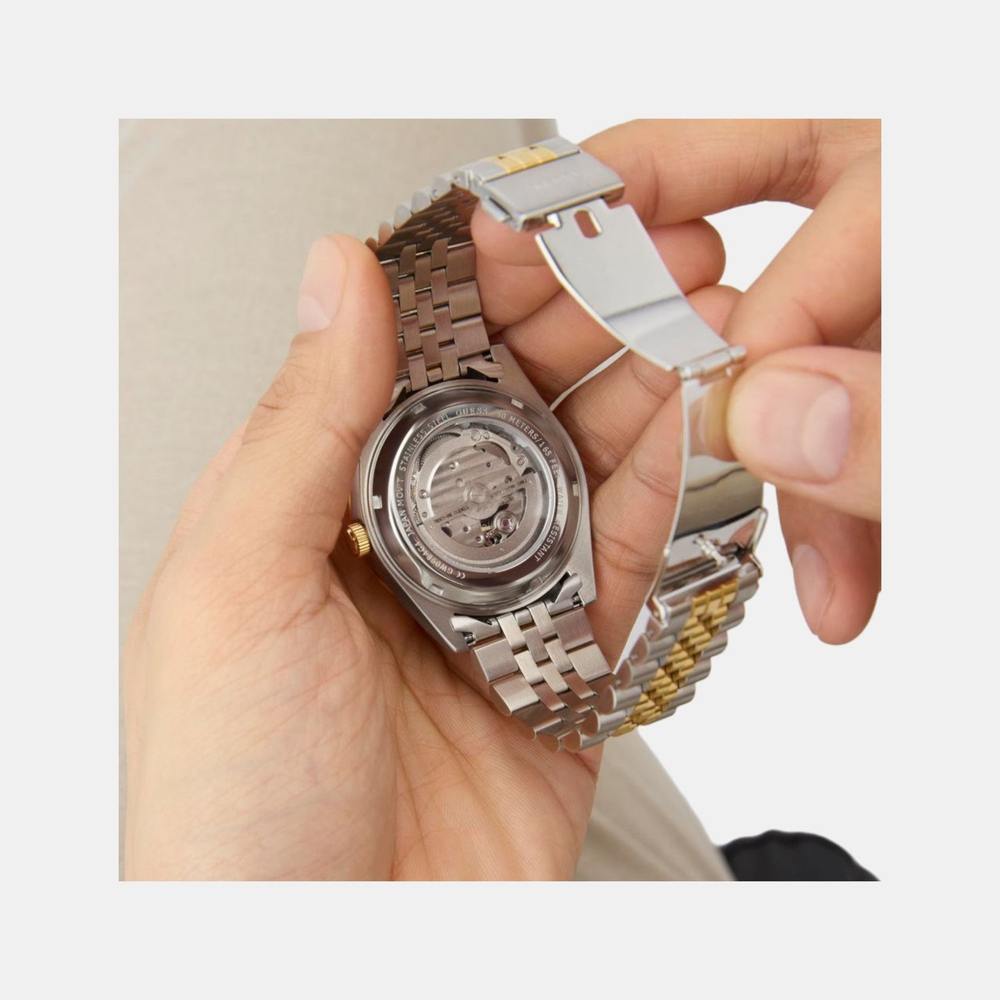 Dress Men Automatic Green Dial Analog Recycled Steel Watch GW0984G4