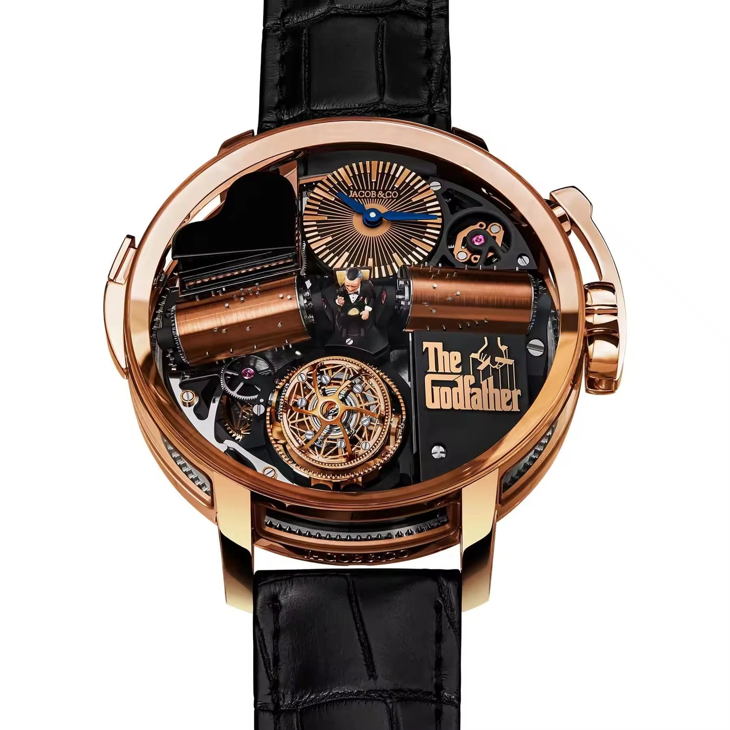 Jacob & Co  Godfather Musical Watch Steel case Genuine Leather Strap Mechanical Movement Automatic Watch for Men