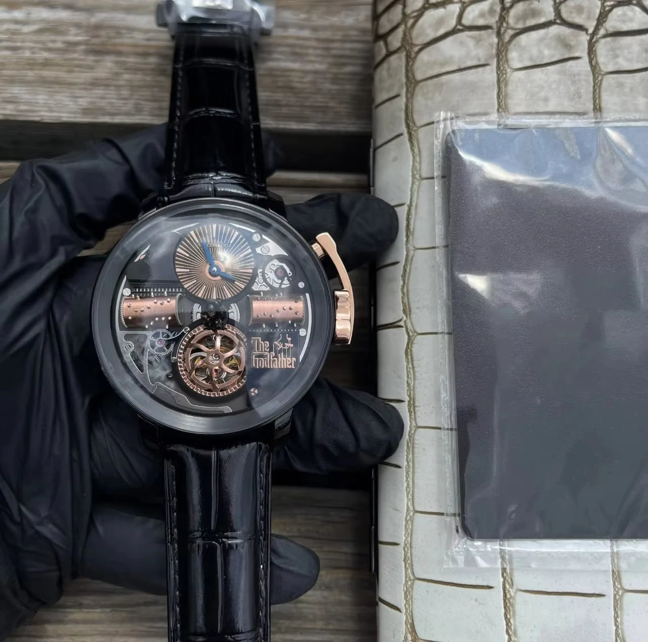 Jacob & Co  Godfather Musical Watch Steel case Genuine Leather Strap Mechanical Movement Automatic Watch for Men