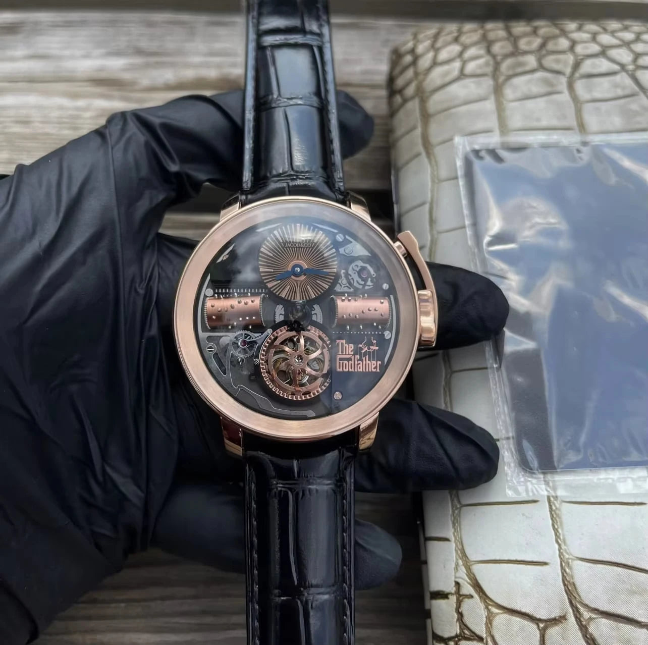 Jacob & Co  Godfather Musical Watch Steel case Genuine Leather Strap Mechanical Movement Automatic Watch for Men