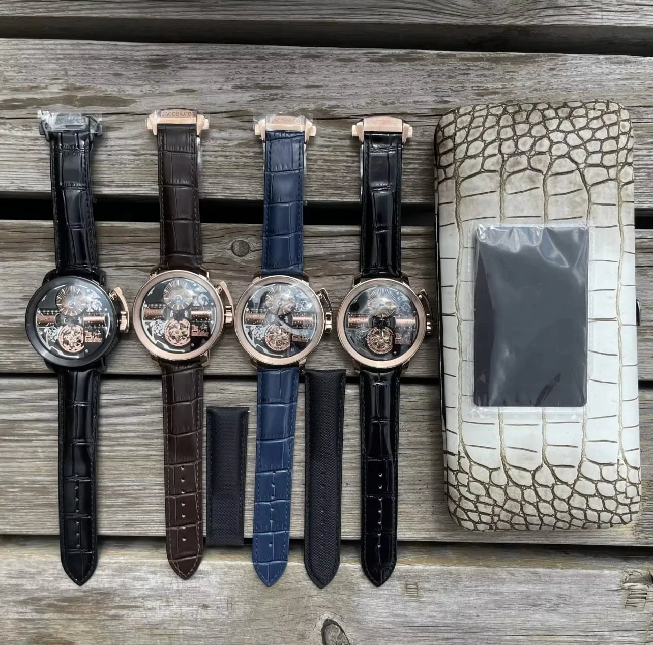 Jacob & Co  Godfather Musical Watch Steel case Genuine Leather Strap Mechanical Movement Automatic Watch for Men