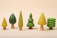 Wooden Tree Toys Set | Forest Trees | Green and Yellow