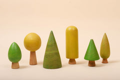 Wooden Tree Toys Set | Forest Trees | Green and Yellow