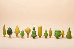 Wooden Tree Toys Set | Forest Trees | Green and Yellow
