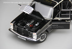 1/18 Norev Mercedes-Benz 200 W115 1968 Black Frankfurt Taxi Diecast Full Open + Figure + Luggages