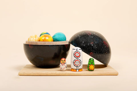 Wooden Solar System Toy | Space Explorer with Space Mat