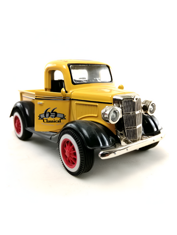 Yellow - MY66 Classic Truck Diecast Model Car – Retro Alloy Metal Toy with Pull Back Action & Sound | Collector’s Vintage Style Vehicle.
