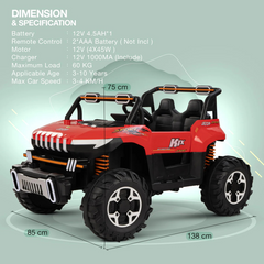 PATOYS | 8688 Kids Jeep Ultra Jumbo 4×4 with Bluetooth, 2 Seater, and Swinging Action for 2-7 Years