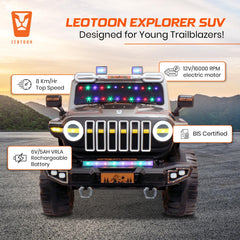 PATOYS | Explorer SUV Ride-On for Kids | 12V | 2-Seater | LED Lights | Remote Control | Metallic Grey