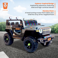 PATOYS | Explorer SUV Ride-On for Kids | 12V | 2-Seater | LED Lights | Remote Control | Metallic Grey