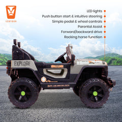 PATOYS | Explorer SUV Ride-On for Kids | 12V | 2-Seater | LED Lights | Remote Control | Metallic Grey