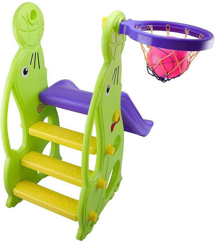 PATOYS | Sliding for Kids in Dolphin Shape Slide Along with One Basketball