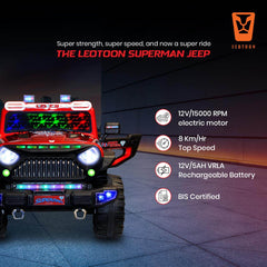 PATOYS | Officially Licensed Superman Jeep - Thar 898 Battery Operated for Kids
