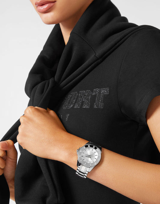 Plein Sport Sport Glam Silver Round Dial Quartz Analog Women Watch