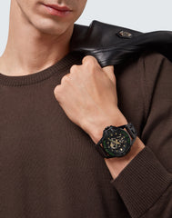 Philipp Plein The $Kull Leather Grey Round Dial Quartz Analog Men Watch