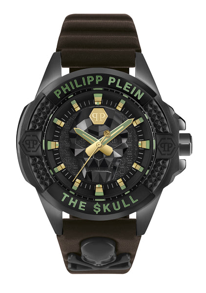 Philipp Plein The $Kull Leather Grey Round Dial Quartz Analog Men Watch
