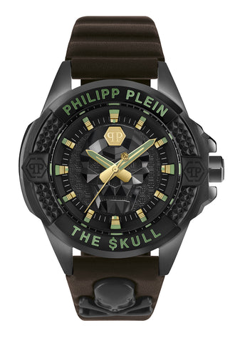 Philipp Plein The $Kull Leather Grey Round Dial Quartz Analog Men Watch