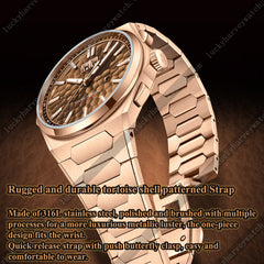 【Limited Edition 300pcs】Hammer Dial Big Date Automatic Winding Gold Brown Chiming Watch Lucky Harvey