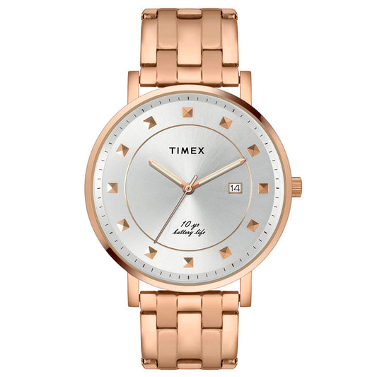 Timex Empera Silver Round Dial Quartz Analog Unisex Watch