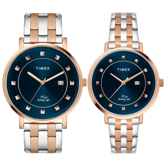 Timex Empera Blue Round Dial Quartz Analog Unisex Watch