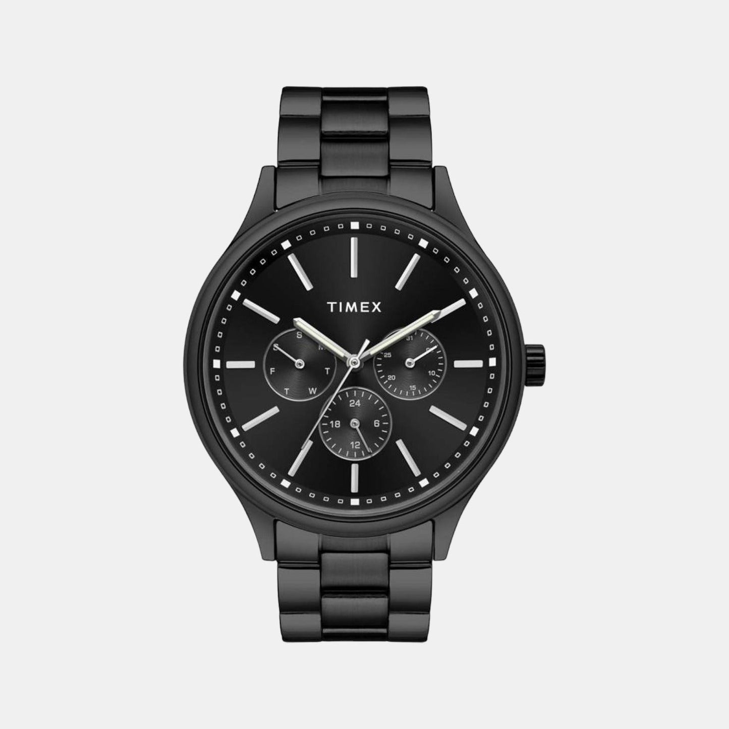 Fashion Men Quartz Black Dial Multi-Function Stainless Steel Watch TWEG18410