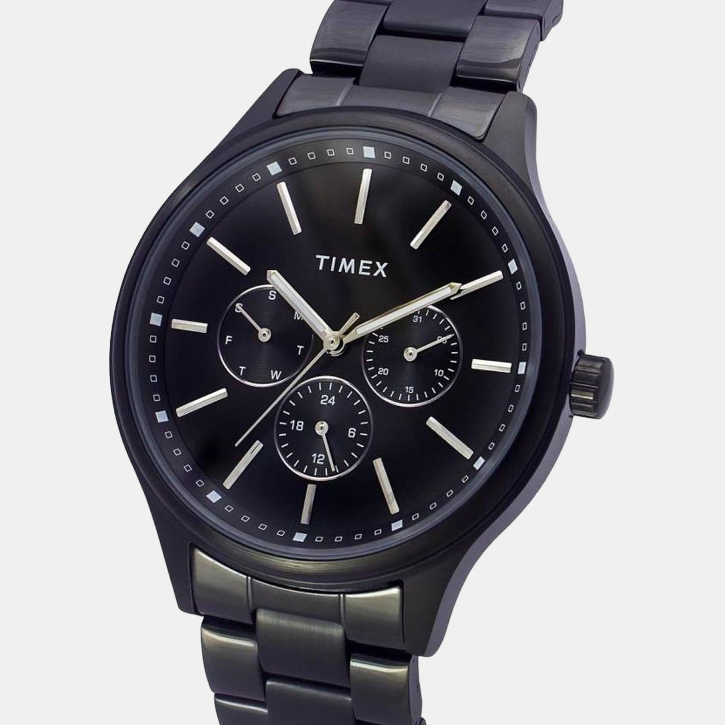 Fashion Men Quartz Black Dial Multi-Function Stainless Steel Watch TWEG18410