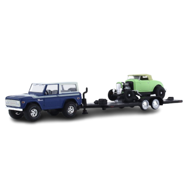 1976 Ford Bronco & 1992 Ford Roadster 1:64 M2 Machines diecast hauler scale model