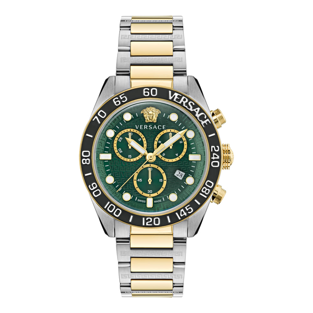 Versace Greca Dome Gold Round Dial Quartz Men Watch