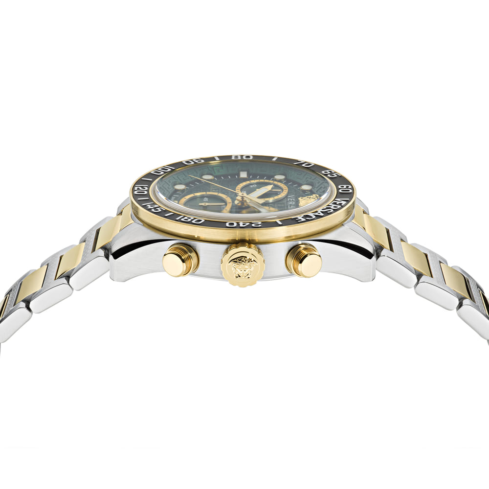 Versace Greca Dome Gold Round Dial Quartz Men Watch