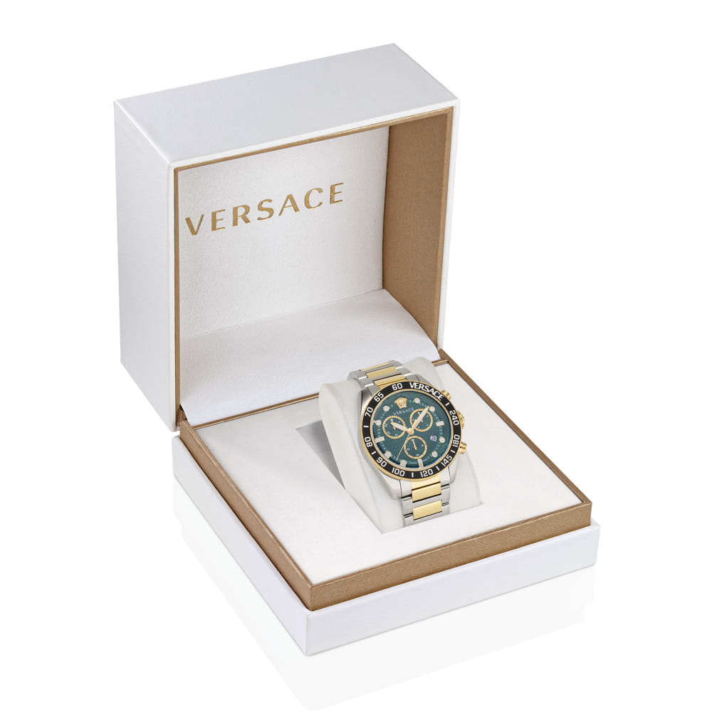Versace Greca Dome Gold Round Dial Quartz Men Watch