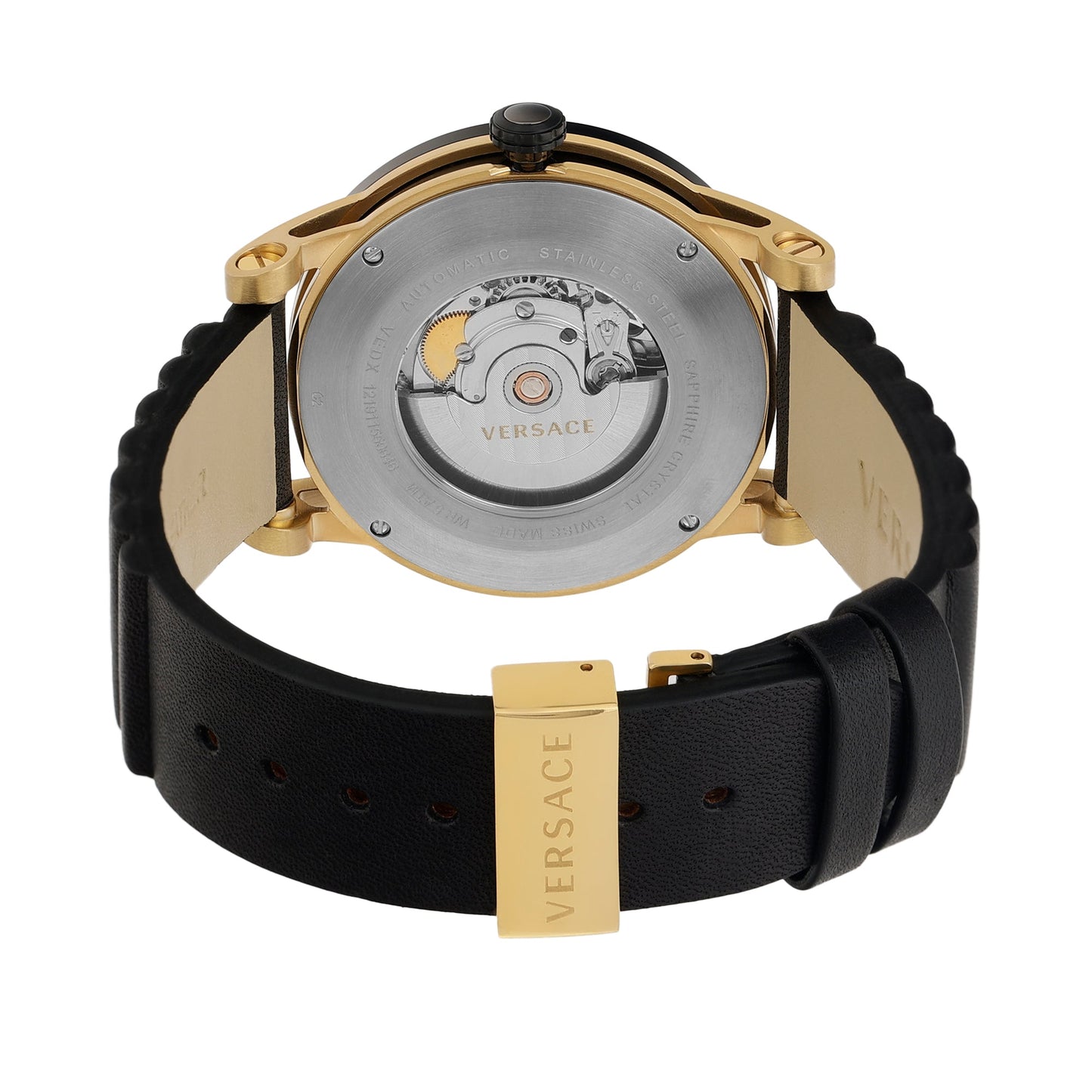 Versace Leather Black Round Dial Automatic Analog Men Watch