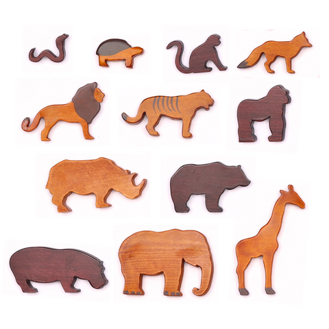 Wooden Wild Animals  Set of 12