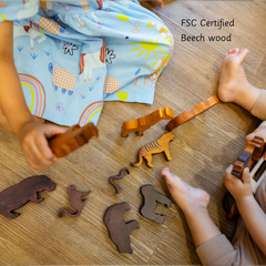 Wooden Wild Animals  Set of 12