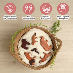 Wooden Wild Animals  Set of 12