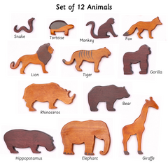 Wooden Wild Animals  Set of 12